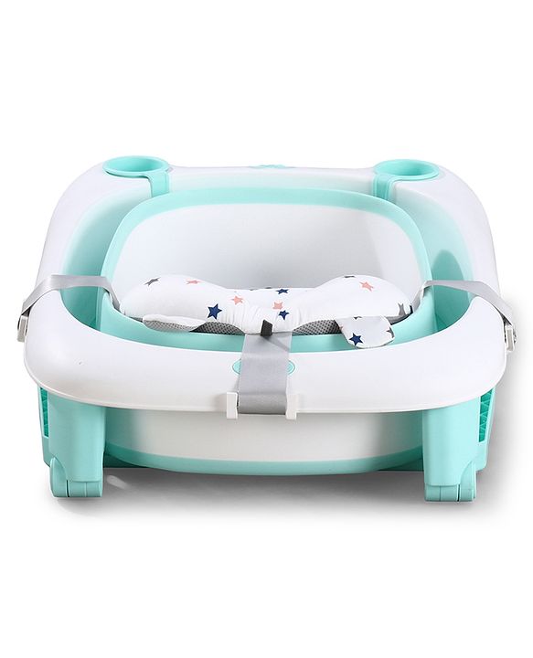 Babyhug 2-in-1 Foldable Baby Bath Tub with Bathing Chair & Soft Cushion - Red| Anti-Slip Base| Space-Saving Design| Comfortable & Safe for Newborns to Toddlers| 0-3 Years