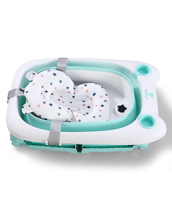Babyhug 2-in-1 Foldable Baby Bath Tub with Bathing Chair & Soft Cushion - Red| Anti-Slip Base| Space-Saving Design| Comfortable & Safe for Newborns to Toddlers| 0-3 Years
