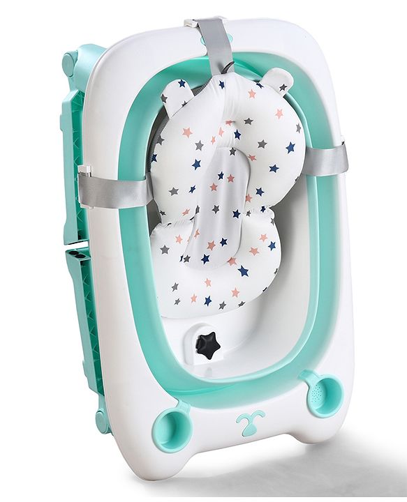 Babyhug 2-in-1 Foldable Baby Bath Tub with Bathing Chair & Soft Cushion - Red| Anti-Slip Base| Space-Saving Design| Comfortable & Safe for Newborns to Toddlers| 0-3 Years