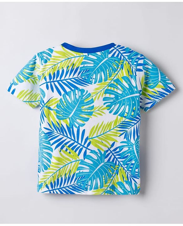 Babyhug Cotton Knit Half Sleeves T-Shirt With Aloha Print - Multicolor