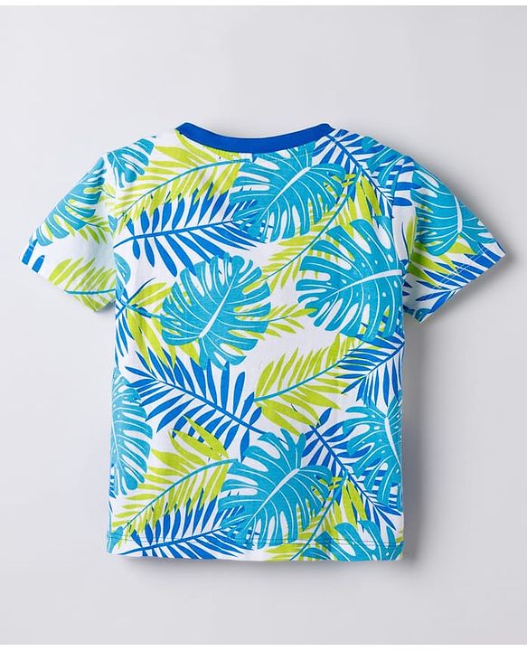 Babyhug Cotton Knit Half Sleeves T-Shirt With Aloha Print - Multicolor