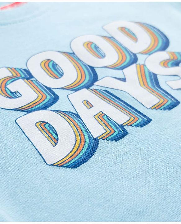 Babyhug Cotton Knit Half Sleeves Striped Text & Sun Printed T-Shirts Pack of 3 - Blue  & White