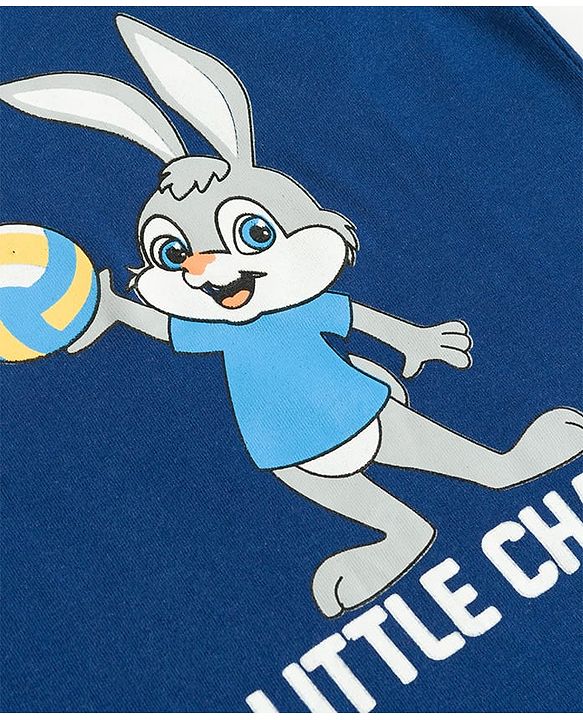Babyhug Cotton Knit Half Sleeves Striped Ball & Bunny Printed T-Shirts Pack of 3 - Blue White & Yellow
