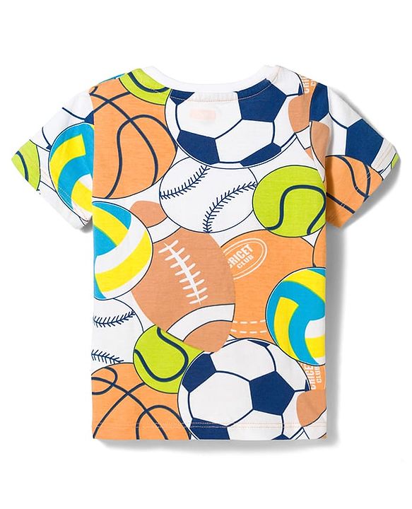 Babyhug Cotton Knit Half Sleeves Striped Ball & Bunny Printed T-Shirts Pack of 3 - Blue White & Yellow