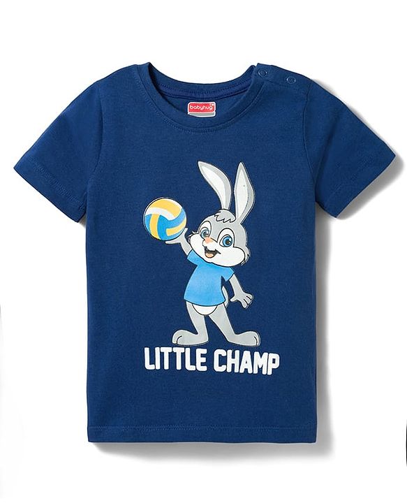 Babyhug Cotton Knit Half Sleeves Striped Ball & Bunny Printed T-Shirts Pack of 3 - Blue White & Yellow