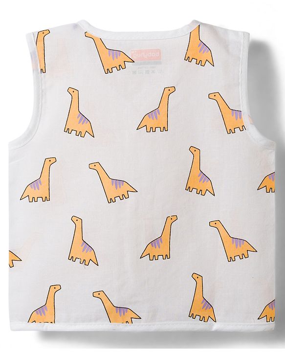 Babyhug 100% Cotton Cambric Woven Sleeveless Front Open Jhablas With Animal Print Pack of 3 - Multicolor