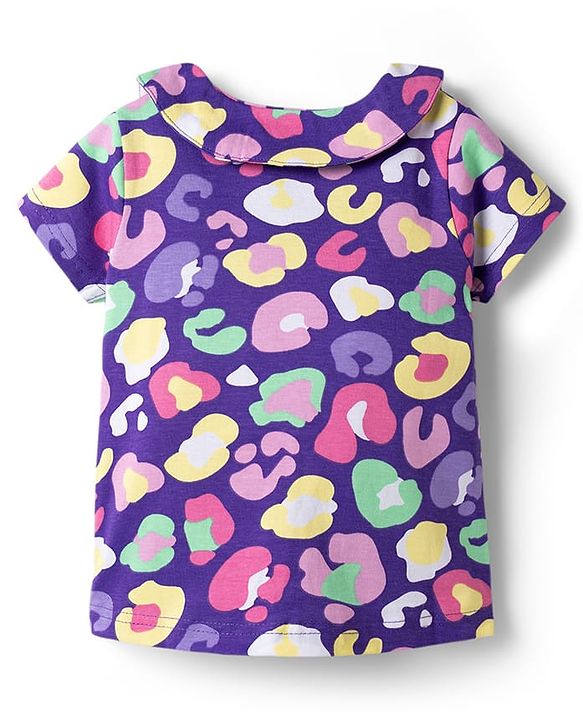 Babyhug Cotton Knit Half Sleeves Printed Top & Shorts Co-Ord Night Suit - Purple