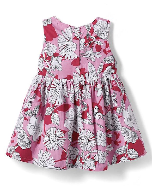Babyhug Cotton Woven Half Sleeves Frocks with Shrug Floral Print White 0-3 Months