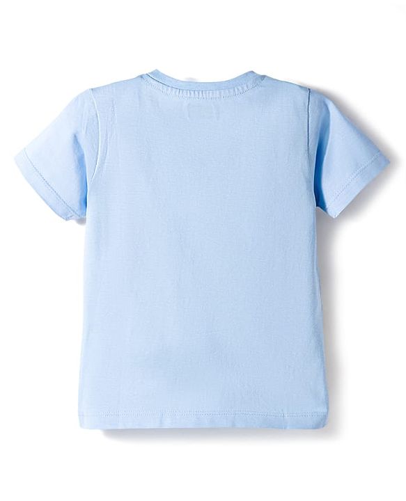 Babyhug Cotton Knit Half Sleeves T-Shirt & Shorts Night Suit With Elephant & Giraffe Print - Blue