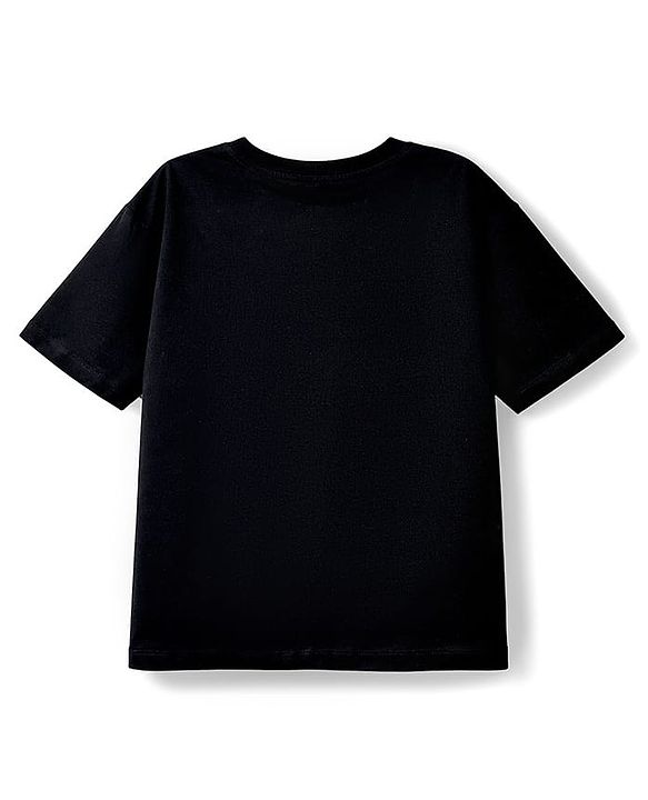 Pine Kids Cotton Knit Half Sleeves T-Shirt With Reversible Sequins - Black
