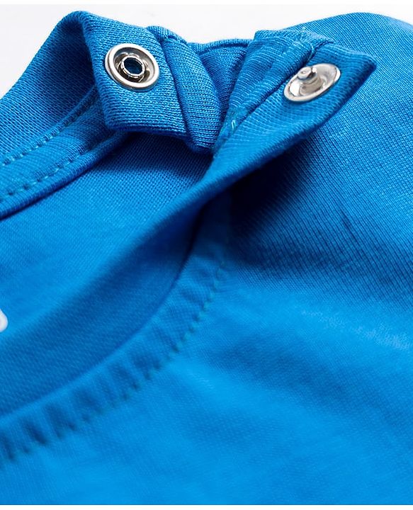Babyhug Cotton Knit Half Sleeves T-Shirt & Short Night Suit with Striped & Shark Print -  Blue
