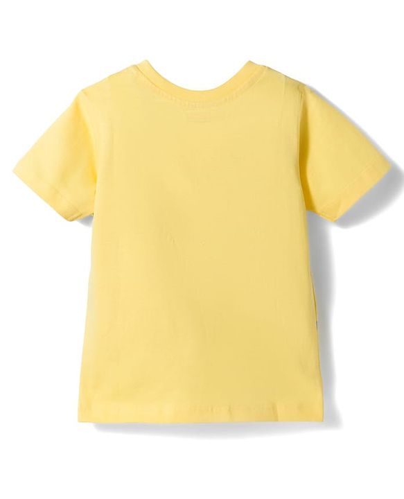 Babyhug Cotton Knit Half Sleeves T-Shirt & Short Night Suit with Striped & Dino Print - Yellow