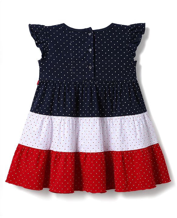 Babyhug Cotton Knit Frocks with Bloomer/Short Frill Sleeves Polka Dot Multi Color 0-3 Months