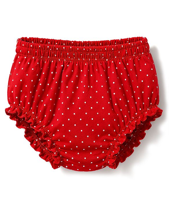 Babyhug Cotton Knit Frocks with Bloomer/Short Frill Sleeves Polka Dot Multi Color 0-3 Months