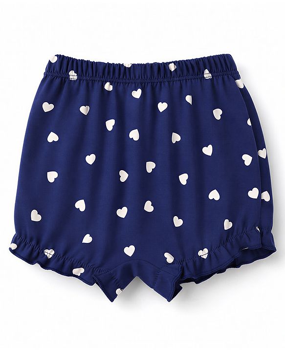 Babyhug 100% Cotton Single Jersey Knit Bloomer with Hearts & Floral Pack of 3 - Dark Pink Yellow & Navy