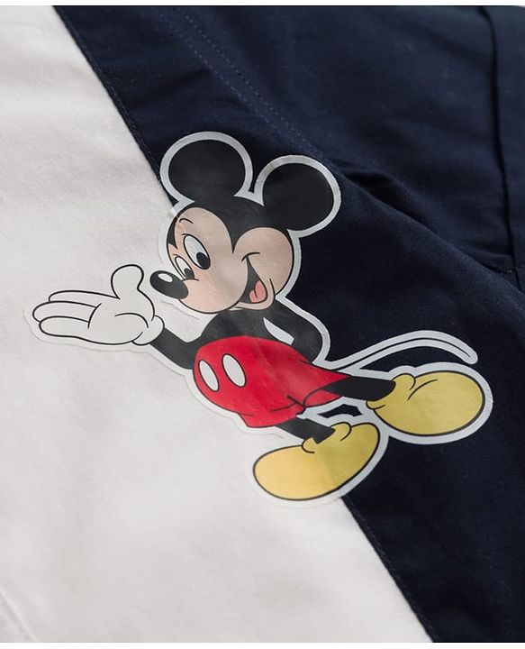 Babyhug Disney 100% Cotton Woven Half Sleeves Cut N Sew Shirt With Mickey Mouse Graphic - Red & White