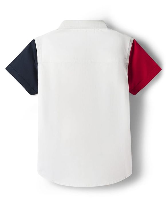 Babyhug Disney 100% Cotton Woven Half Sleeves Cut N Sew Shirt With Mickey Mouse Graphic - Red & White