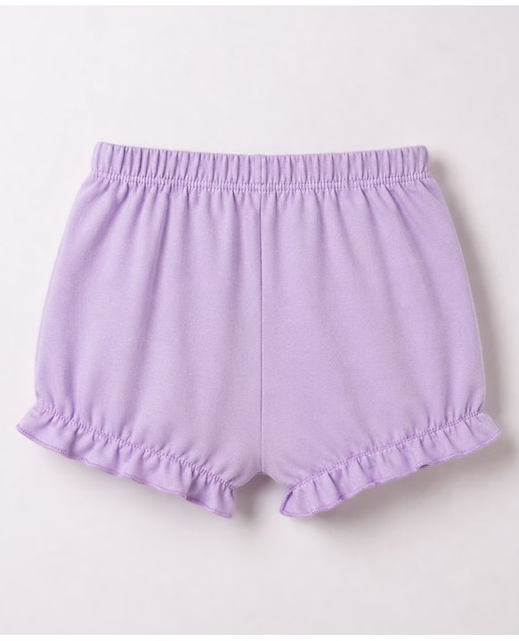 Babyhug 100% Cotton Knit Floral Printed Bloomers Pack Of 3 - Lilac Pink & White