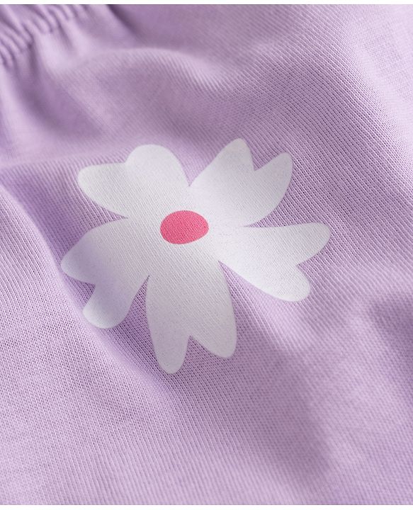Babyhug 100% Cotton Knit Floral Printed Bloomers Pack Of 3 - Lilac Pink & White