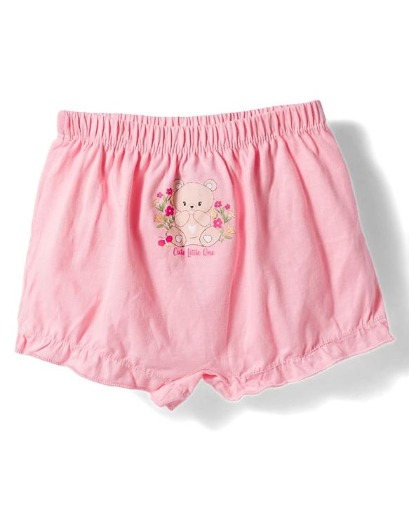 Babyhug 100% Cotton Knit Bloomers With Teddy Bear & Floral Print Pack of 3 - Multicolor
