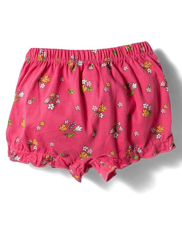 Babyhug 100% Cotton Knit Bloomers With Teddy Bear & Floral Print Pack of 3 - Multicolor