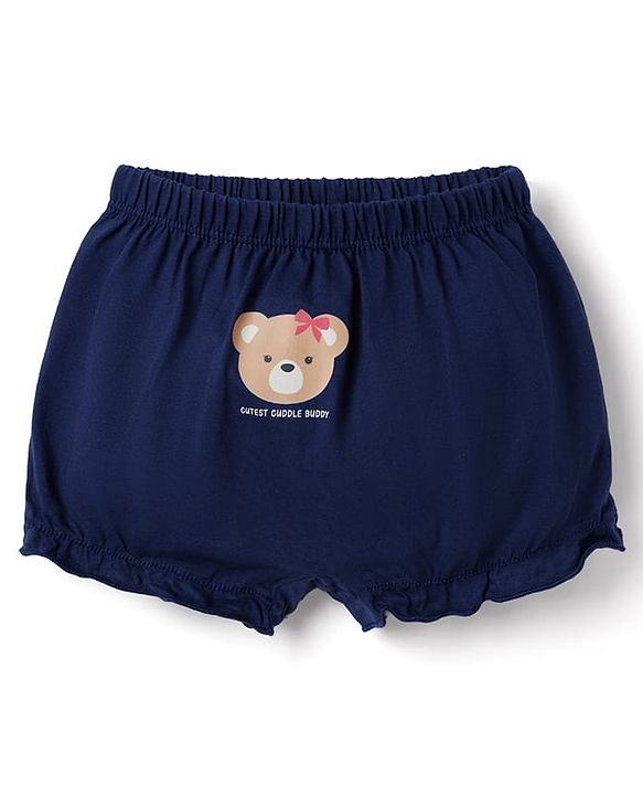 Babyhug 100% Cotton Knit Bloomers With Teddy Bear Print Pack of 3 - Multicolor