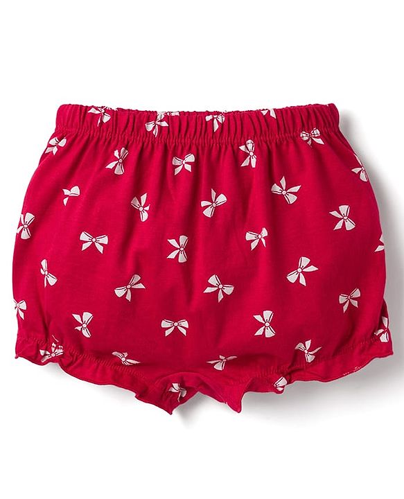 Babyhug 100% Cotton Knit Bloomers With Teddy Bear Print Pack of 3 - Multicolor