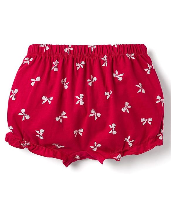 Babyhug 100% Cotton Knit Bloomers With Teddy Bear Print Pack of 3 - Multicolor