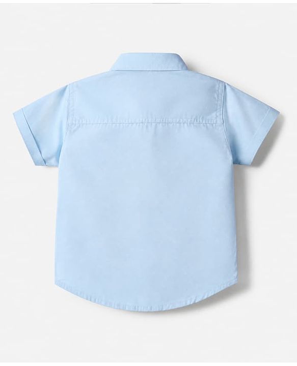 Babyhug Disney 100% Cotton Woven Half Sleeves Printed Shirt with Mickey Mouse Graphics - Blue