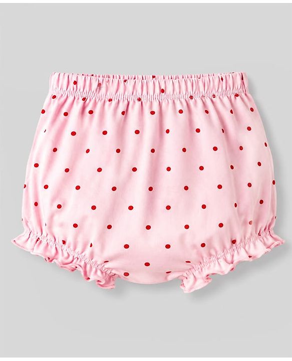 Babyhug 100% Cotton Knit Polka Dots Printed Bloomers Pack of 3 - Peach Lilac & White