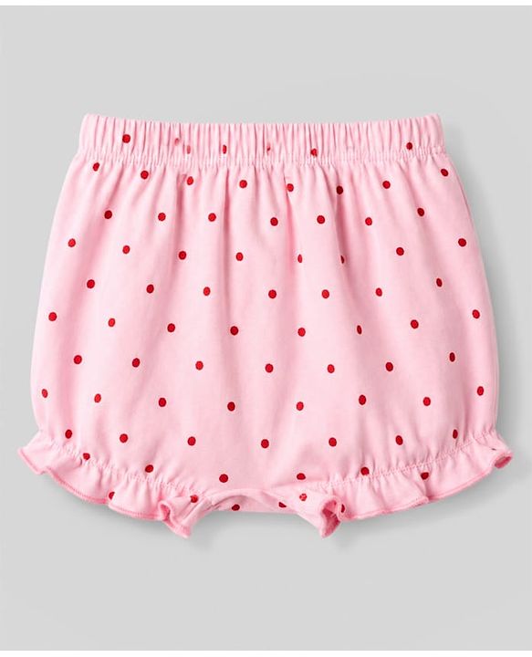 Babyhug 100% Cotton Knit Polka Dots Printed Bloomers Pack of 3 - Peach Lilac & White