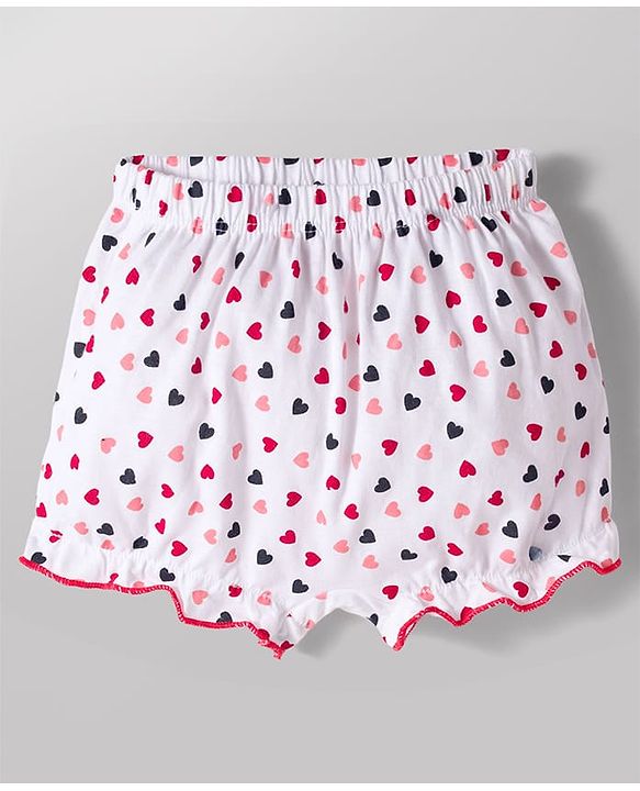 Babyhug 100% Cotton Knit Bloomers With Heart Print Pack of 3 - Multicolor