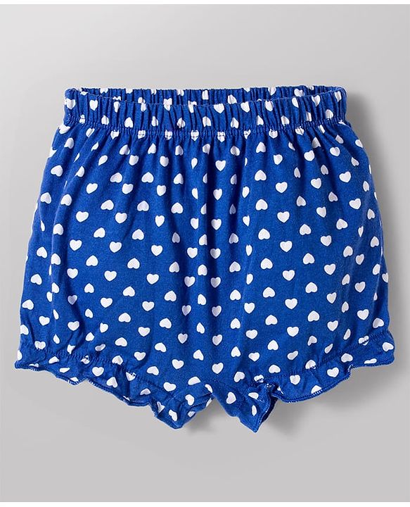 Babyhug 100% Cotton Knit Bloomers With Heart Print Pack of 3 - Multicolor