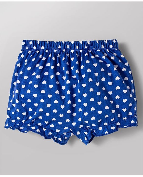 Babyhug 100% Cotton Knit Bloomers With Heart Print Pack of 3 - Multicolor