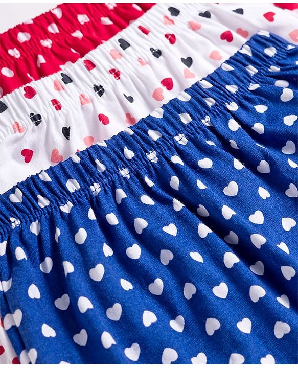 Babyhug 100% Cotton Knit Bloomers With Heart Print Pack of 3 - Multicolor