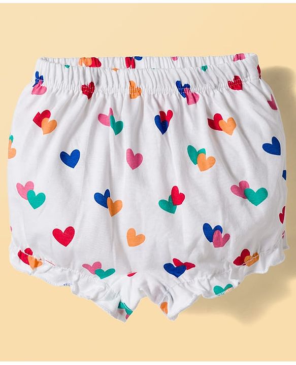 Babyhug 100% Cotton Knit Polka Dots & Hearts Printed Bloomers Pack Of 3 - Multicolour
