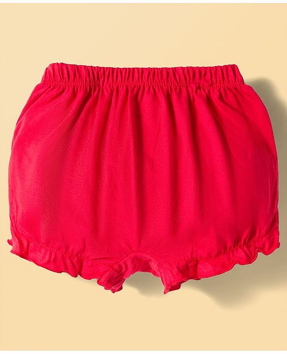 Babyhug 100% Cotton Knit Polka Dots & Hearts Printed Bloomers Pack Of 3 - Multicolour