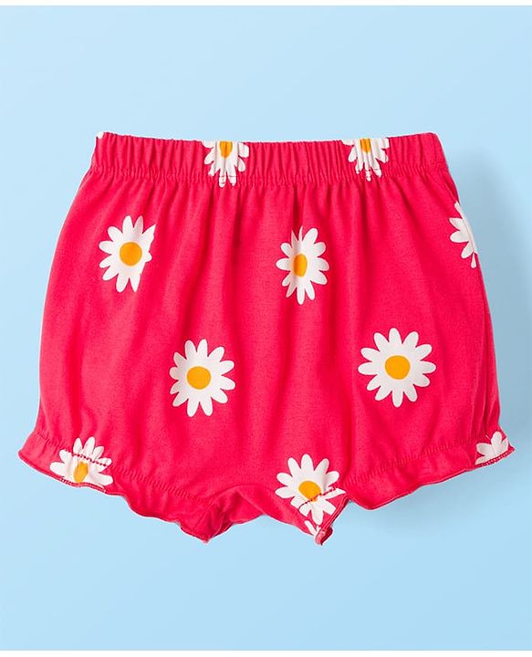 Babyhug 100% Cotton Knit Bloomers With Floral Print Pack of 3 - Multicolor