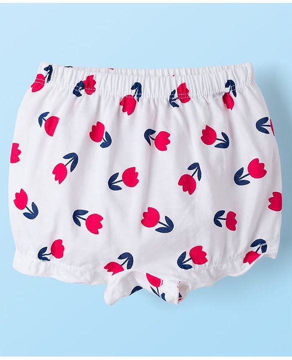 Babyhug 100% Cotton Knit Bloomers With Floral Print Pack of 3 - Multicolor