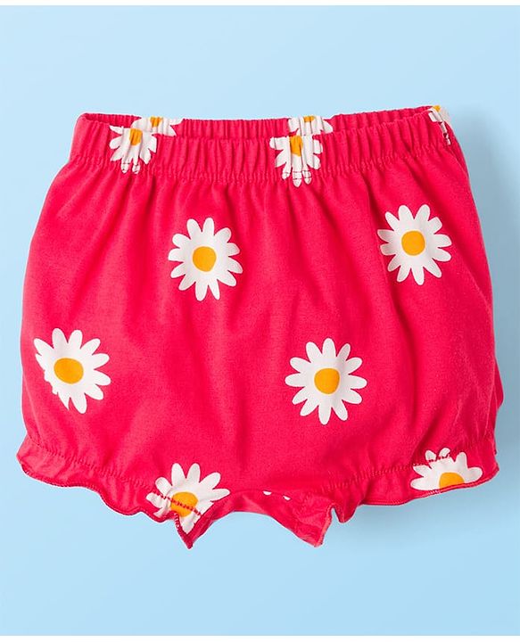 Babyhug 100% Cotton Knit Bloomers With Floral Print Pack of 3 - Multicolor
