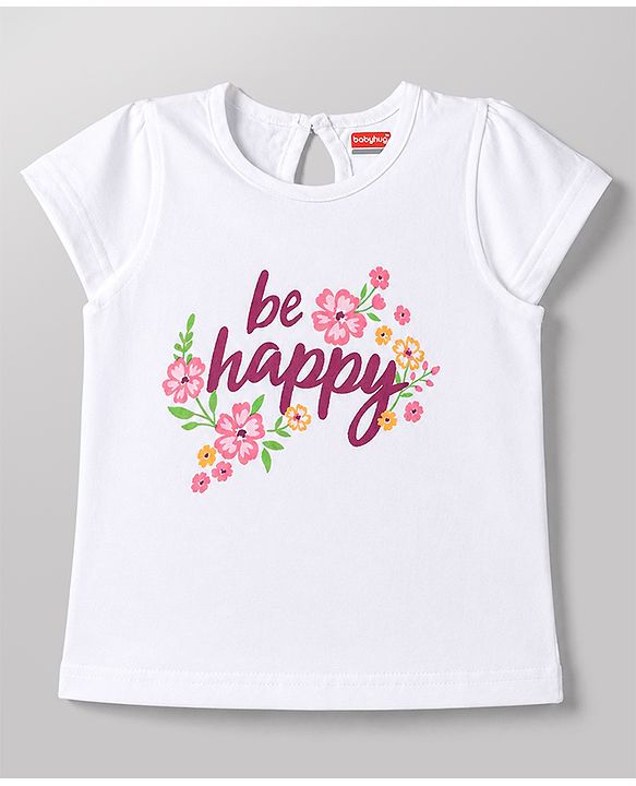Babyhug Cotton Knit T-Shirts Half Sleeves with Graphics White 6-9 Months