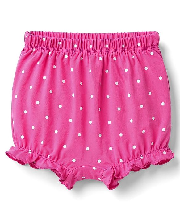 Babyhug 100% Cotton Single Jersey Knit Polka Dot Printed Bloomers Pack of 3 - Dark Pink & Light Blue