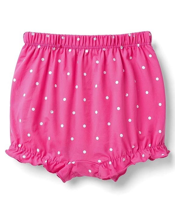 Babyhug 100% Cotton Single Jersey Knit Polka Dot Printed Bloomers Pack of 3 - Dark Pink & Light Blue