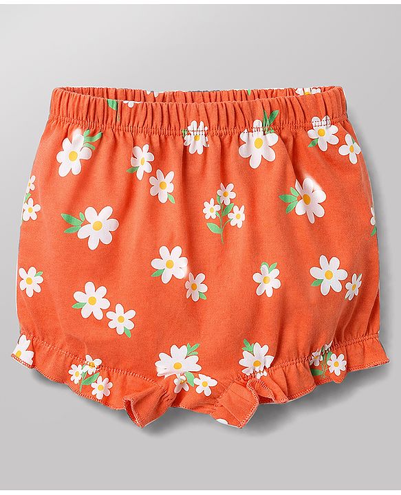 Babyhug 100% Cotton Single Jersey Knit Bloomers With Floral Print Pack of 3 - Multicolor