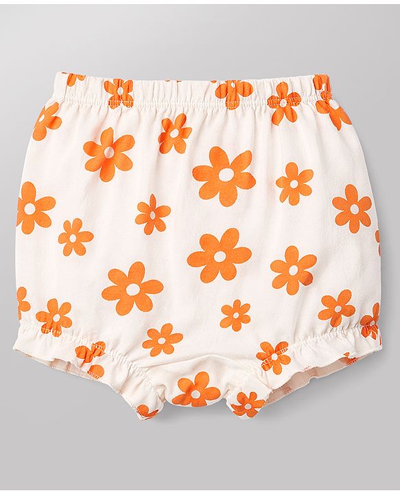 Babyhug 100% Cotton Single Jersey Knit Bloomers With Floral Print Pack of 3 - Multicolor