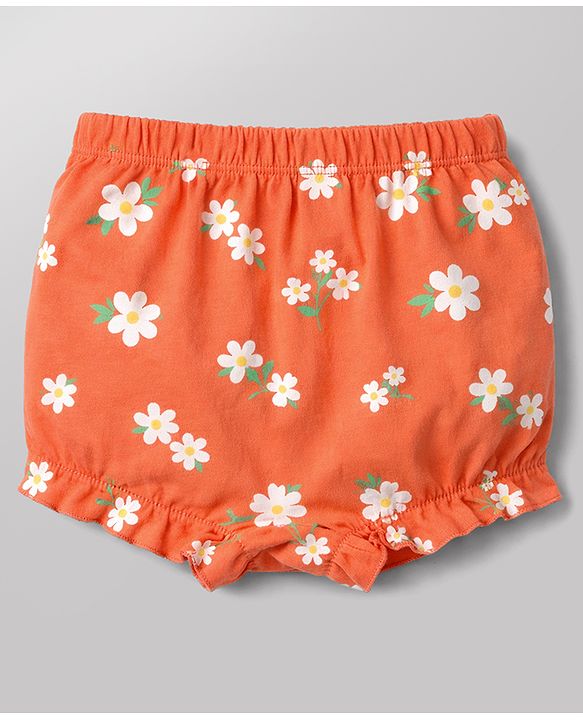 Babyhug 100% Cotton Single Jersey Knit Bloomers With Floral Print Pack of 3 - Multicolor