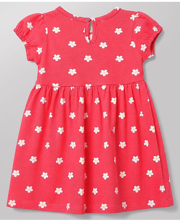 Babyhug Single Jersey Knit Half Sleeves Frocks With Floral Print Pack of 2 - White & Pink