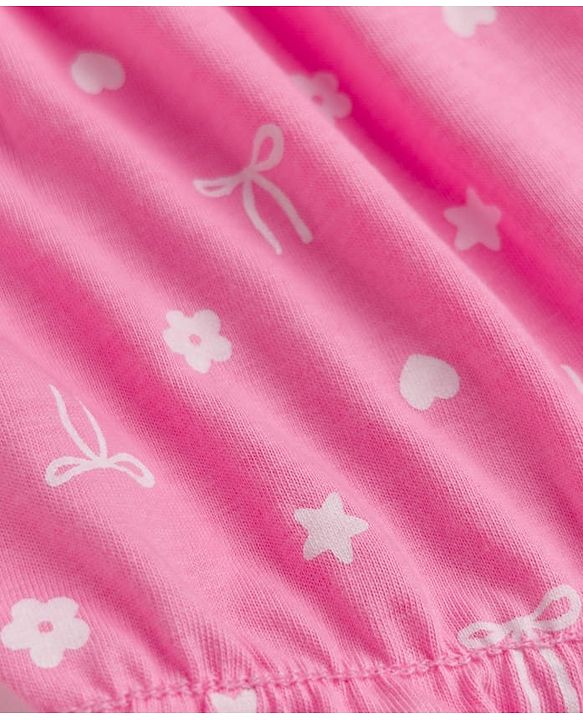 Babyhug 100% Cotton Knit Bloomer With Floral & Bow Print Pack of 3 - White & Pink