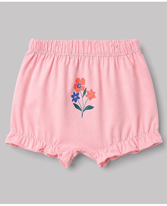 Babyhug 100% Cotton Single Jersey Knit Bloomers With Floral Print Pack of 3 - Multicolor