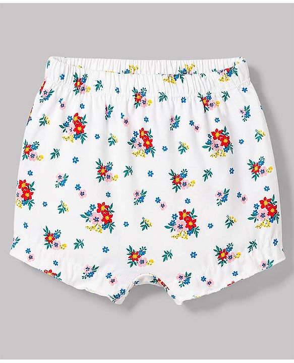 Babyhug 100% Cotton Single Jersey Knit Bloomers With Floral Print Pack of 3 - Multicolor